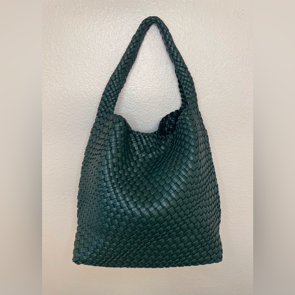 NWOT Green Woven‎ Purse for Women Top-handle Soft Summer Hobo Tote Shoulder Bag